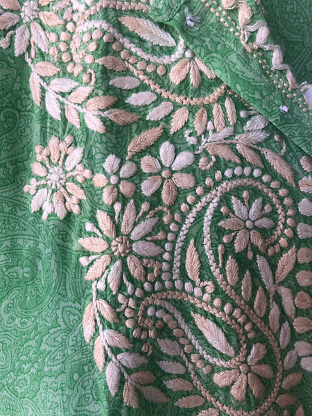 New 2024  Silk tunica in stunning   design and amazing hand 🧵green and white