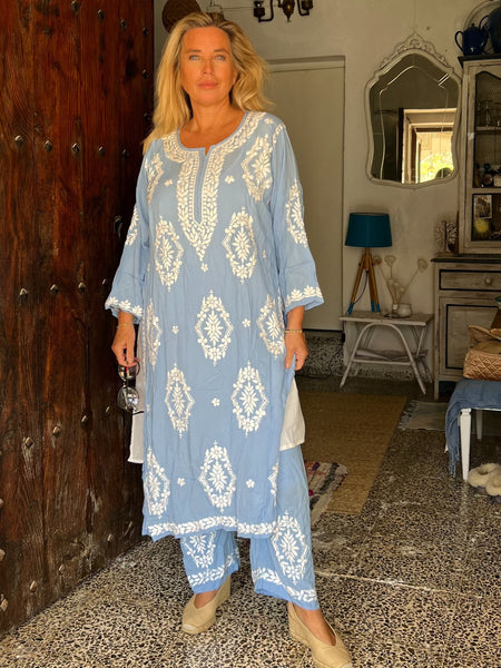 Modal pants suit set light blue -  AUROBELLE  IBIZA