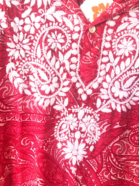 New 2024  Silk tunica in stunning   design and amazing hand 🧵red and white