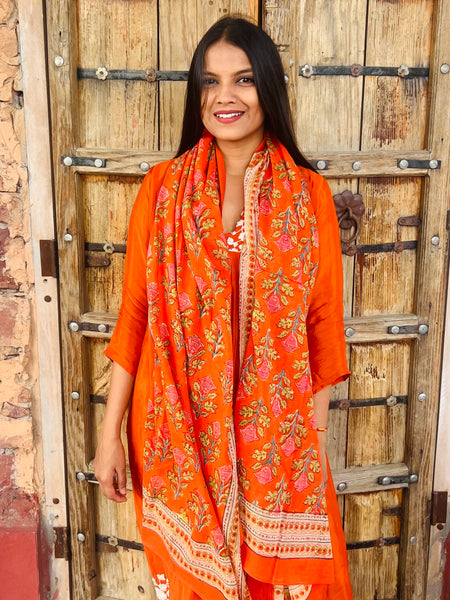 Sarong   , Pareo  , cotton shawl and beach collection, orange Roses 🌹 -  AUROBELLE  IBIZA