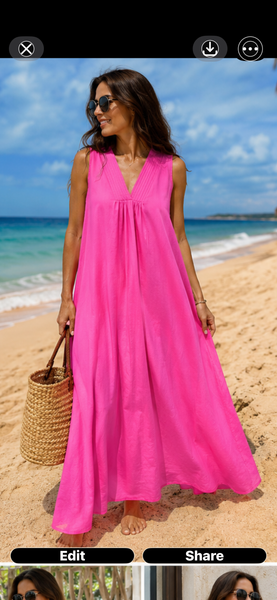 Pam  100 % organic Silk  dress hot  pink