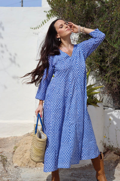 Satnam   Cotton dress blue