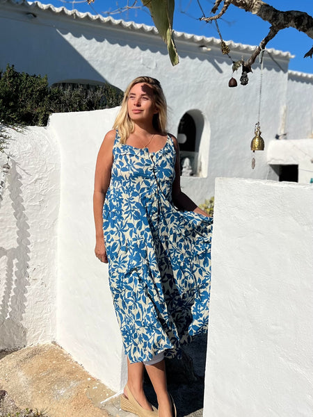 Sally dress  blue cotton ☀️ from Ibiza -  AUROBELLE  IBIZA