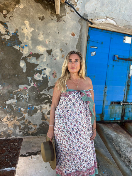 Sarong   , Pareo  , cotton shawl and beach Deluxe Block print collection,olive green classy    🪷 -  AUROBELLE  IBIZA