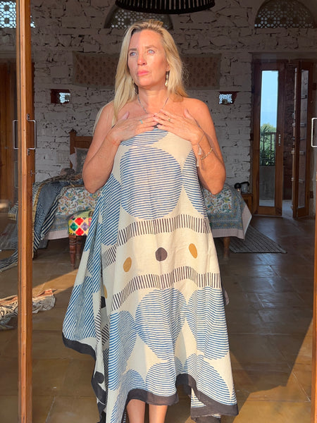 Sarong  Pareo  collection big size with golden zari border No 4A Modern Art -  AUROBELLE  IBIZA