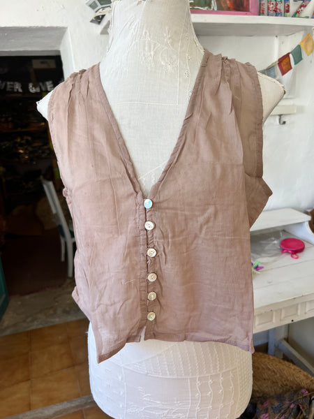 Modi top in soft  organic cotton organic  in light brown -  AUROBELLE  IBIZA