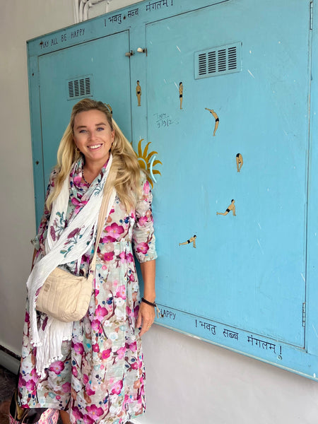 Linen dress soft flower -  AUROBELLE  IBIZA