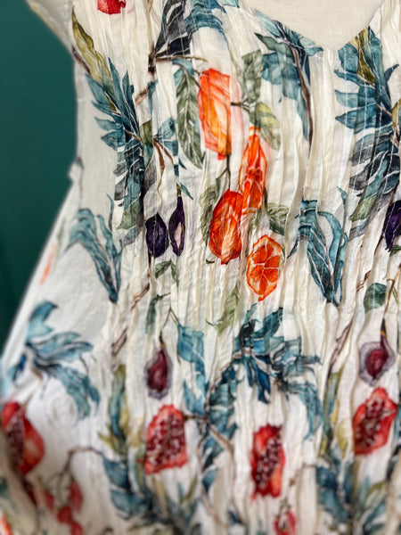 Paloma dress white tropical garden -  AUROBELLE  IBIZA