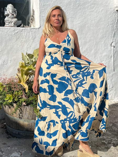 Isla Dress - blue flower 🌺 -  AUROBELLE  IBIZA