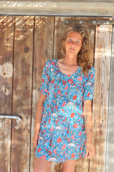 Paris - block printed flower dress from Ibiza