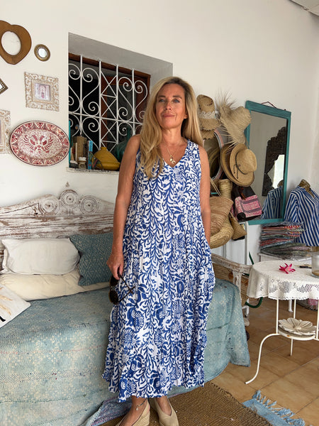 Ibeka  Ibeca sl Cotton maxi dress blue flower