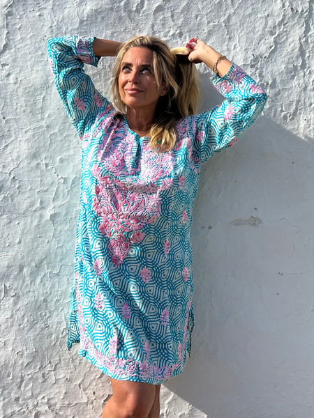 Exclusive Silk tunica in stunning   design and amazing hand embroidery -  AUROBELLE  IBIZA