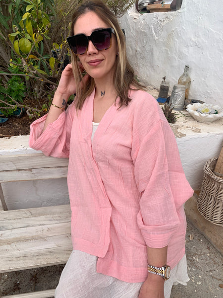 Ibiza boho short kimono 👘 in rosa