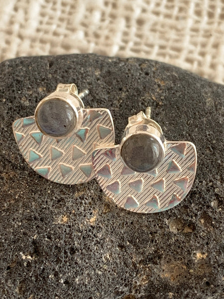 Formentera / Silver  Labradorite Gemstone designer earrings