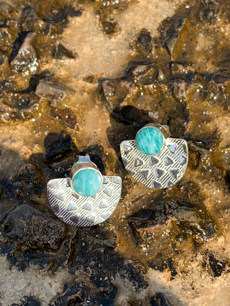 Formentera/ Silver  aqua marine Gemstone designer earrings