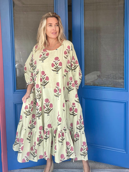 Namli dress boho block print -  AUROBELLE  IBIZA