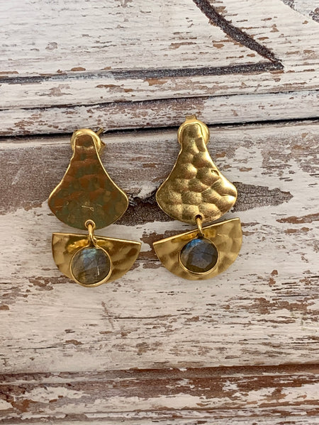 Iceland gold plated labradorite Gemstone designer earrings