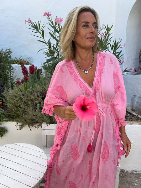 Ibiza Kaftan Pink with Hand Embroidery