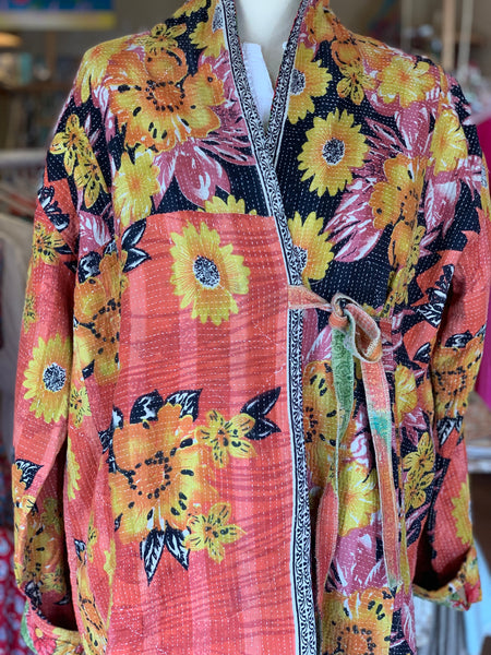 Kimono  Kantha textiles no5 boho  jacket flower 🌺 power