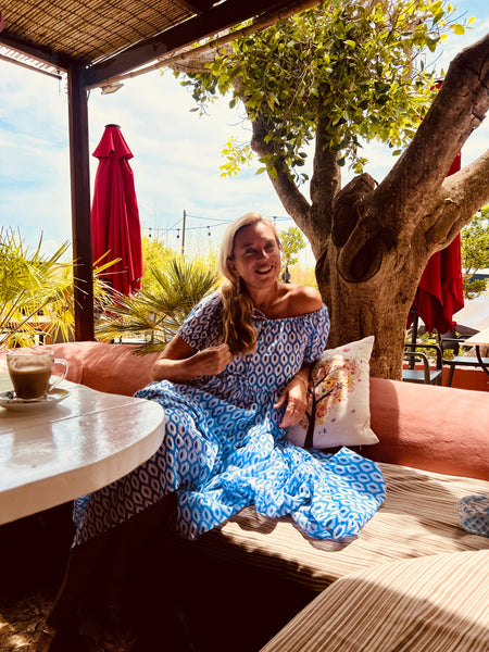 Ishi Daughter Dress – Hand Block Printed Boho Maxi blue