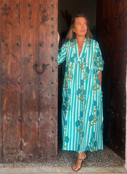 Martha turquoise boho beautiful long Kaftan