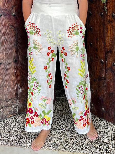 Chiang Mai boho trouser with flower hand embroidery 🧵
