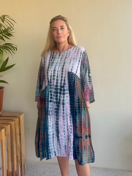 Hanoi silk dress no 7 grey pink