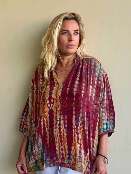 Lisa One-of-a-Kind Vintage Silk Sari blouse  ✨no 7 Red    L xl