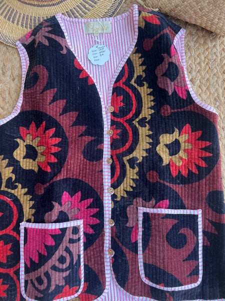 Velvet Suzani Vest – Boho Handmade Style
