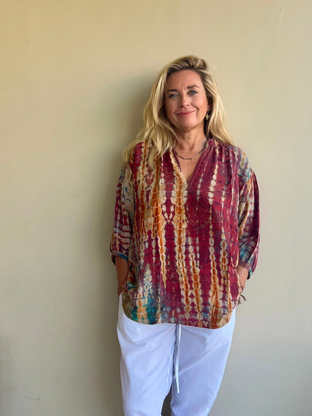 Lisa One-of-a-Kind Vintage Silk Sari blouse  ✨no 7 Red    L xl