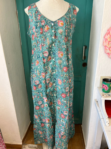Capri  dress print turquoise Flower