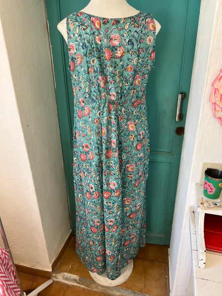 Capri  dress print turquoise Flower