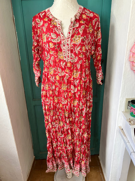 Natascha dress red flower block print