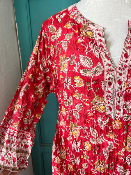 Natascha dress red flower block print