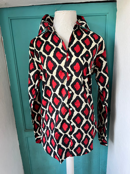 Uni sex shirt for Men or woman full sleeve in cool geo print -  AUROBELLE  IBIZA