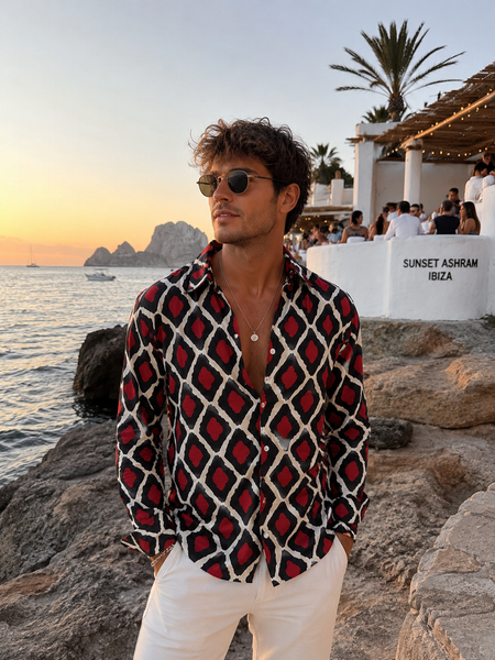 Uni sex shirt for Men or woman full sleeve in cool geo print