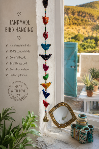 Indian folk boho deco charm bell to hang -  AUROBELLE  IBIZA