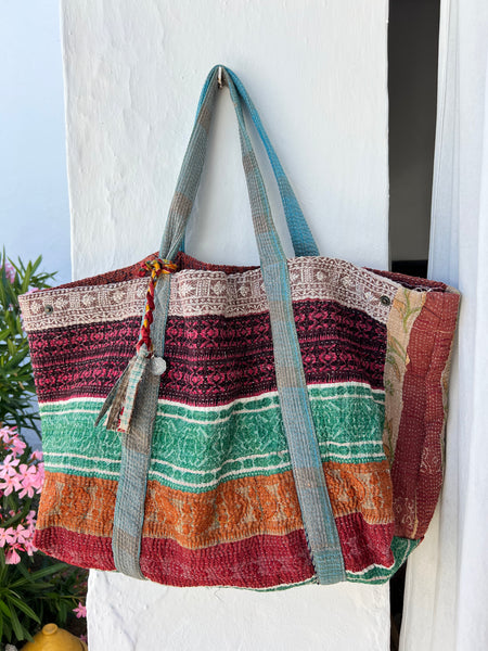 Big  vintage kantha beach and travel bag  sale ! -  AUROBELLE  IBIZA