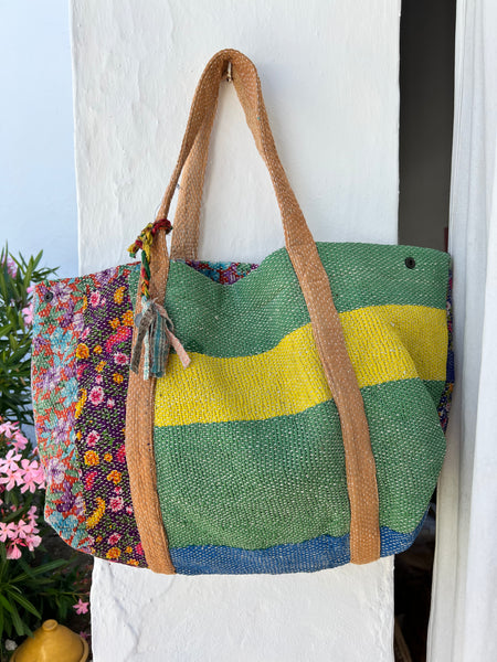 Big  vintage kantha beach and travel bag  sale ! -  AUROBELLE  IBIZA