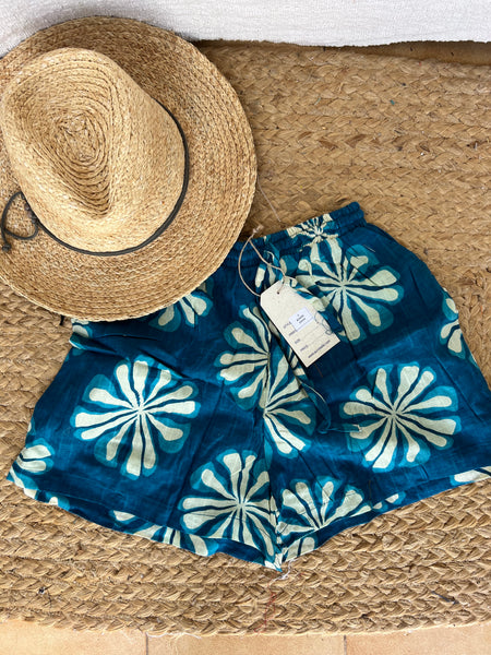 Cotton Short blue flower 🌺 -  AUROBELLE  IBIZA