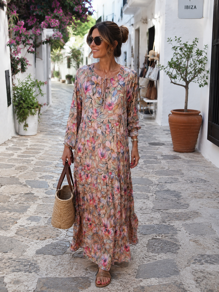Boho Dress – Flower Garden Print digital -  AUROBELLE  IBIZA