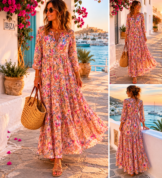 Boho Dress – Flower Garden Print digital -  AUROBELLE  IBIZA