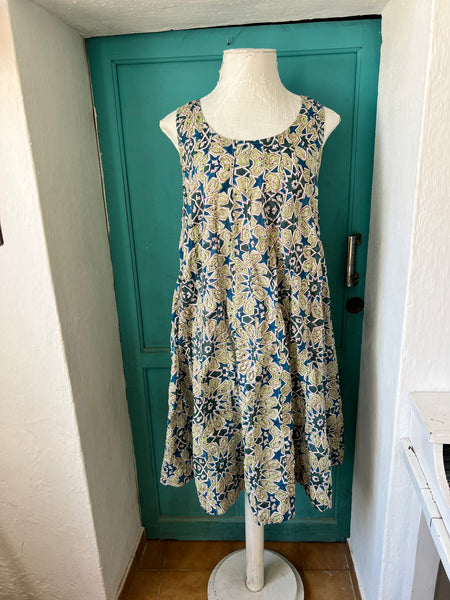Tulsi dress star blue Hand block printed