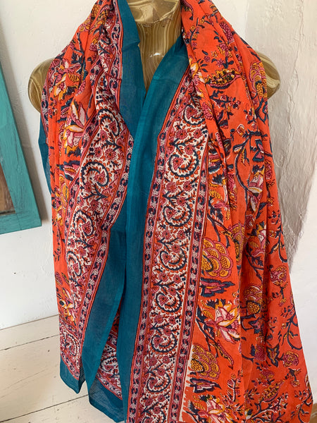 Sarong  - Pareo  - block print cotton shawl  new collection