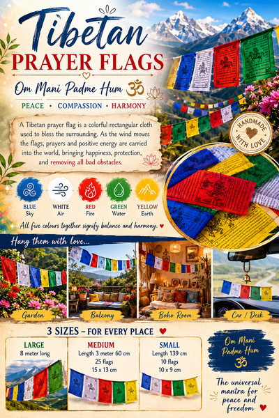 Tibeten praying 🙏🏽 flags all sizes Set of 5