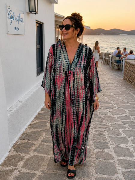 Silk Martha Kaftan – Upcycled Vintage Sari Collection no 21 XXL pink pikes