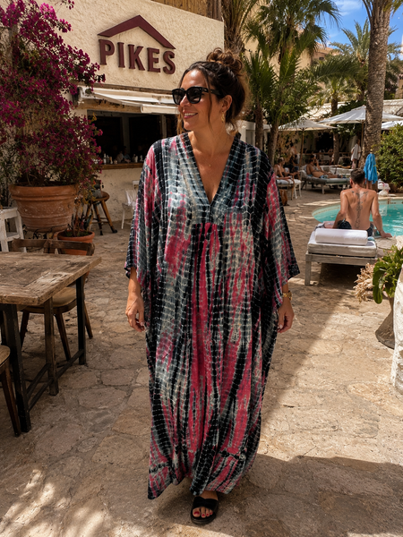 Silk Martha Kaftan – Upcycled Vintage Sari Collection no 21 XXL pink pikes