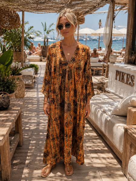 Silk Martha Kaftan – Upcycled Vintage Sari Collection no 23 Size sm ibiza town