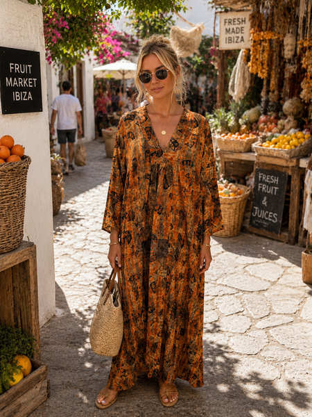 Silk Martha Kaftan – Upcycled Vintage Sari Collection no 23 Size sm ibiza town