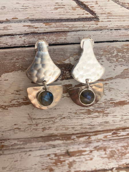 Iceland Silver labradorite Gemstone designer earrings